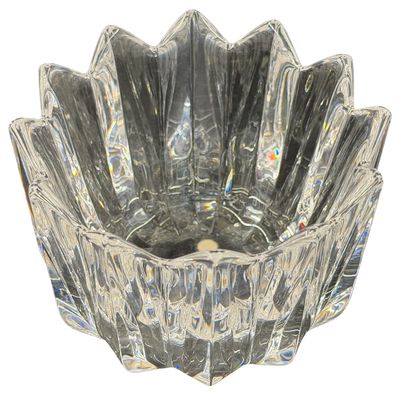 Vintage Orrefors "Fleur" Crystal Bowl designed by Jan Johansson in Sweden, featuring a Distinct Scalloped, Crown-like or Petal Rim