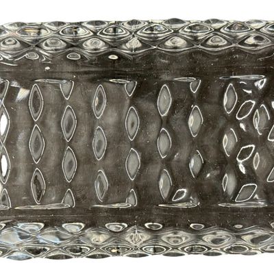 Vintage Fostoria American Clear Pressed Glass Cubist Oval Relish Dish