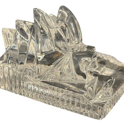 Vintage Waterford Sydney Opera House Clear Lead Crystal Paperweight or Sculpture