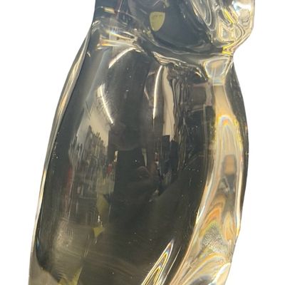 Vintage Baccarat Clear Crystal Owl Figurine Paper Weight