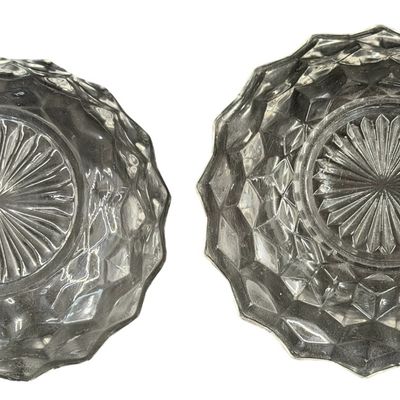 Vintage Fostoria American Clear Pressed Glass 5 1/4" Flared Nappy/Ice Cream/Fruit Bowl - Set of 2