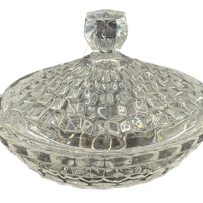 Vintage Fostoria American Clear Pressed Covered Lemon Dish with Lid