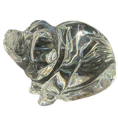 Vintage Waterford Crystal Pig Figurine Heavy Desk Paperweight