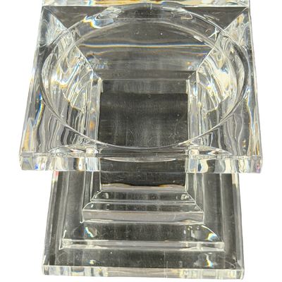 Waterford Crystal Metropolitan Clear Cut-Crystal Pillar Candleholder featuring a Geometric Stepped-Square Design