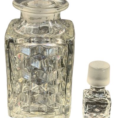Fostoria Clear Glass Cordial Bottle with 4 Shot Glasses