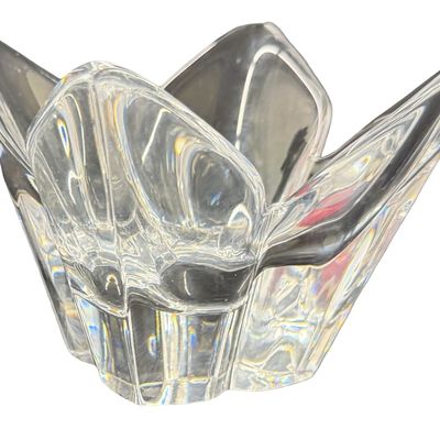Vintage Clear Crystal Lotus-Shaped Bowl by Orrefors, designed by Lars Hellsten