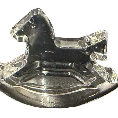 Vintage Baccarat Molded Clear Crystal Rocking Horse Figurine