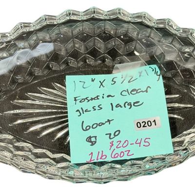 Vintage Fostoria American Clear Pressed-Large Glass Boat Dish