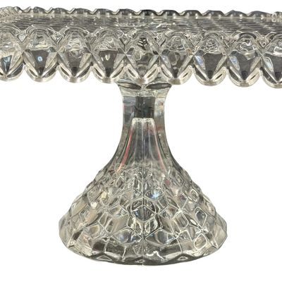 Vintage Fostoria American Clear Glass Square Cake Stand