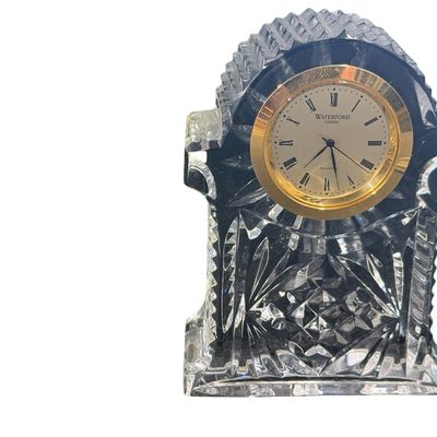Vintage Waterford Lismore Crystal Arch-Top Carriage And Mantel Clock