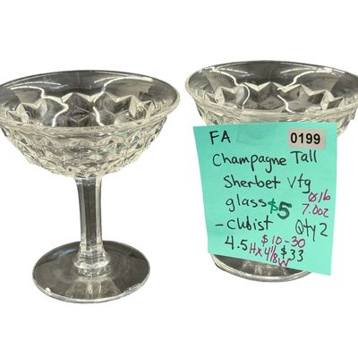 Vintage Fostoria American Clear Pressed Glass Flared High Sherbet Glasses - Set of 2