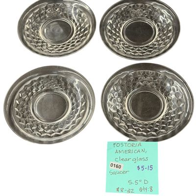 Vintage Fostoria American Clear Glass Saucers | Lot of 4