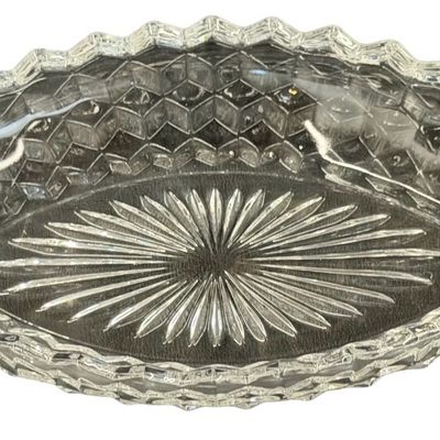 Vintage Fostoria American Clear Pressed-Large Glass Boat Dish