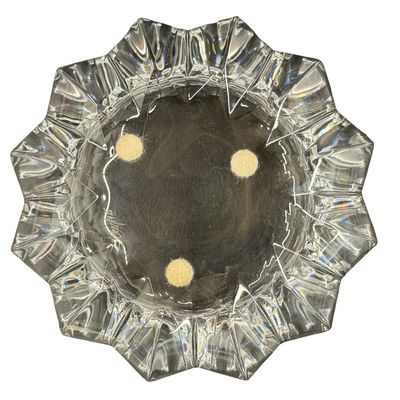 Vintage Orrefors "Fleur" Crystal Bowl designed by Jan Johansson in Sweden, featuring a Distinct Scalloped, Crown-like or Petal Rim