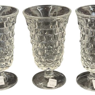Vintage Fostoria American Clear Pattern Juice Footed Tumbler Glass - Set of 3