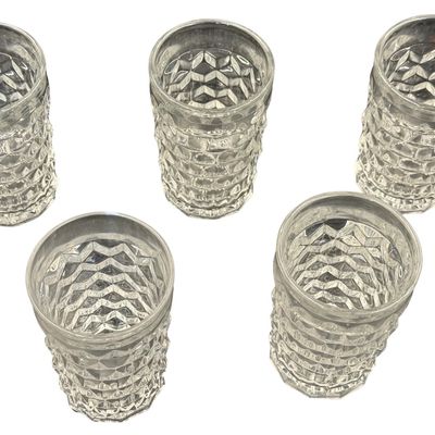 Vintage Fostoria American Clear Glass Flat Iced Tea Tumblers Bundle - Lot of 5