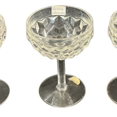 Vintage Fostoria American Clear Tall Sherbet Glass - Lot of 3