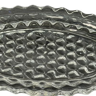 Vintage Fostoria American Clear Pressed Glass Oval Platter or Torte Plate
