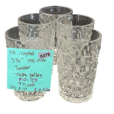 Vintage Fostoria American Clear Glass Flat Iced Tea Tumblers Bundle - Lot of 5