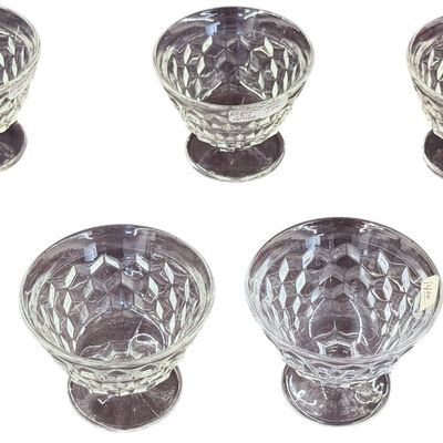 Vintage Fostoria American Clear Pattern Footed Dessert/Sundae Dishes - Lot of 7