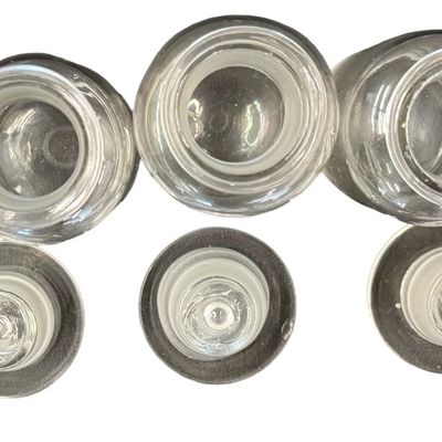 Clear Glass Apothecary Jars with Matching Ground-Glass Stoppers Bundle of 4
