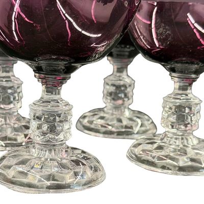 Vintage Fostoria American Lady Amethyst Champagne Coupe or Tall Sherbet Glasses - Lot of 4
