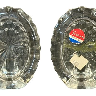 Vintage Fostoria American Clear Pressed Glass Oval Picture Frame - Set of 2