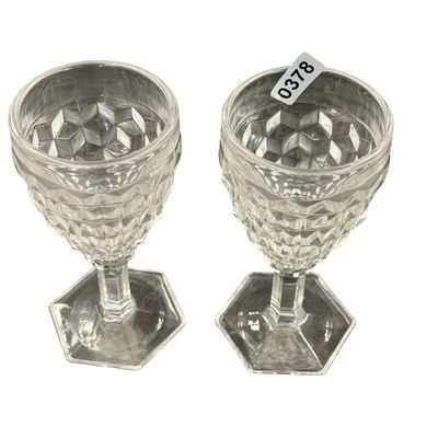 Vintage Fostoria American Clear Pattern Water or Wine Goblets - Set of 2
