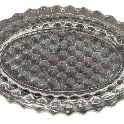 Vintage Fostoria American Clear Pressed Glass Oval Platter or Torte Plate