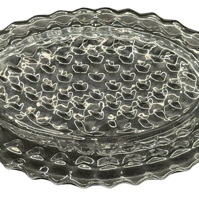 Vintage Fostoria American Clear Pressed Glass Oval Platter or Torte Plate