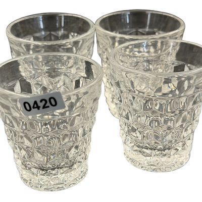 Vintage Fostoria American Clear Glass Shot Whiskey Glasses | Lot of 4