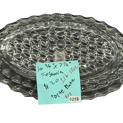 Vintage Fostoria American Clear Pressed Glass Oval Platter or Torte Plate