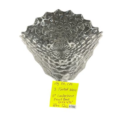 Fostoria Three Footed Wavy 11” Centerpiece Fruit Bowl