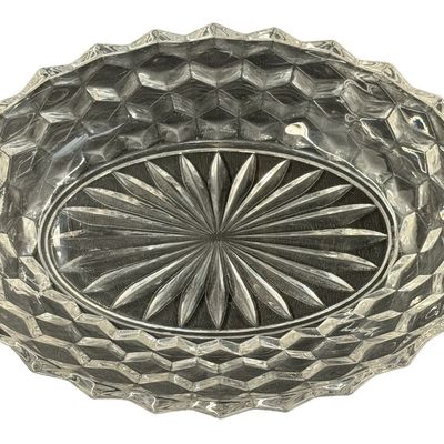 Vintage Fostoria American Clear Pressed Glass Oval Vegetable Bowl -VERIFY SIZE