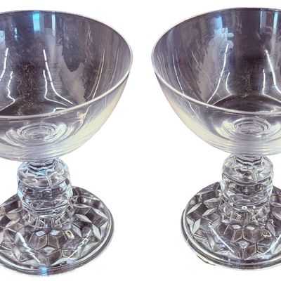 Vintage Fostoria Clear Crystal Champagne Glass Bundle - Lot of 4