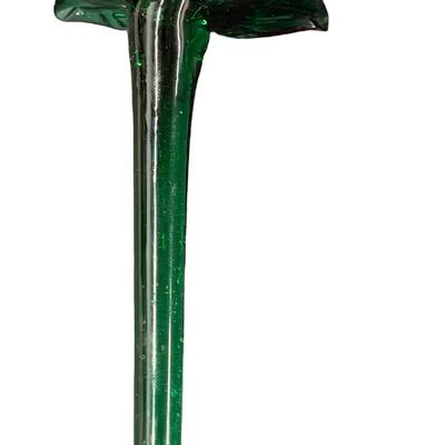 Vintage Hand-Blown Art Glass Handcrafted Orange Tulip Figurine with a Long Green Stem 16"