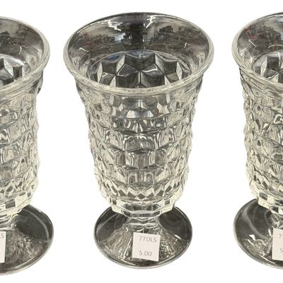Vintage Fostoria American Clear Pattern Juice Footed Tumbler Glass - Set of 3