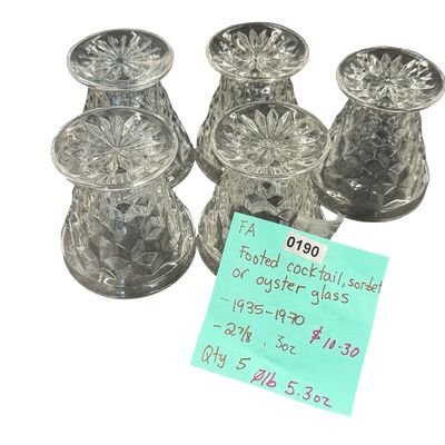 Vintage Fostoria American Footed Cocktail, Sorbet or Oyster Glass - Lot of 5