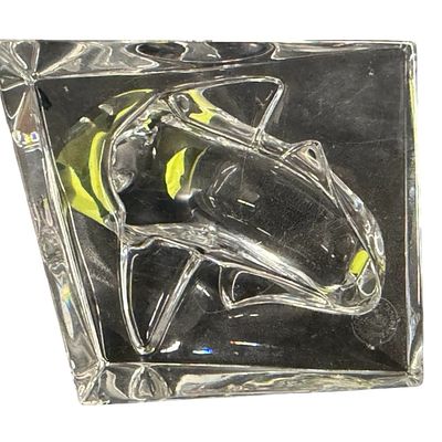 Vintage Baccarat Clear Crystal Seal Figurine Resting on an Iceberg Base Crafted in Clear Art Glass
