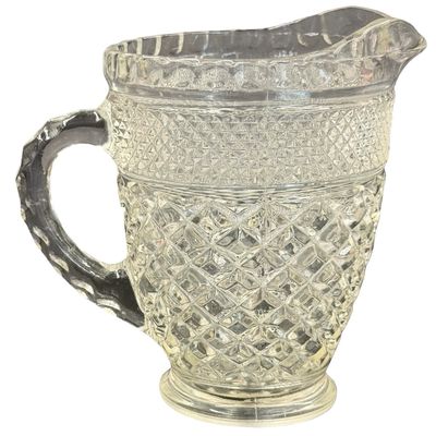 Vintage Anchor Hocking Wexford Clear Pressed Glass 1-Pint Cream Pitcher