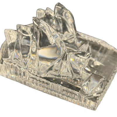 Vintage Waterford Sydney Opera House Clear Lead Crystal Paperweight or Sculpture