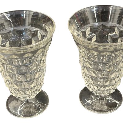 Vintage Fostoria American Clear Footed Juice Glass Tumblers - Set of 2