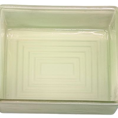 Vintage Anchor Hocking Fire-King Jadeite Green Glass Trinket or Jewelry Box featuring a Matching or Milk Glass/Vitrock Embossed Rose...