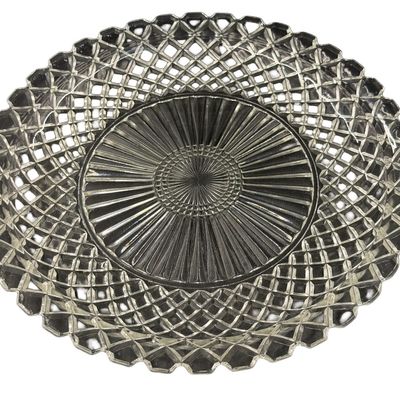 Vintage Clear Pressed Glass Sandwich or Cake Plate by Anchor Hocking "Waterford" (Waffle and Starburst) Clear Glass Round Platter