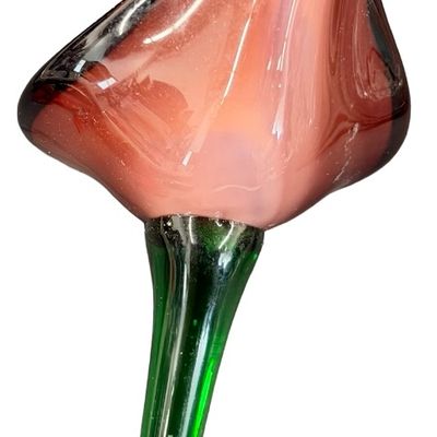 Vintage Hand-Blown Art Glass Calla Lily Flower Sculpture 16"