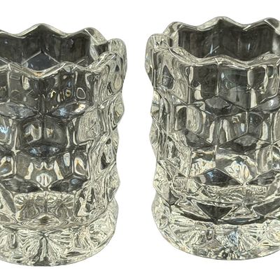 Vintage Fostoria American Clear Pressed Glass Toothpick Holder - Set of 2