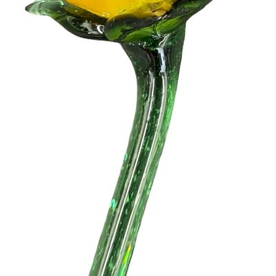 Vintage Hand-Blown Art Glass Handcrafted Yellow Art Glass Daffodil Flower Sculpture 16"