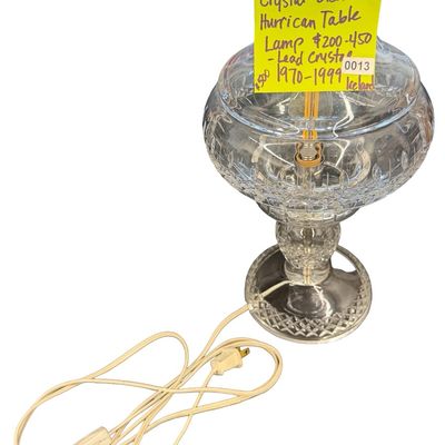 Vintage Waterford Crystal Two-Piece Electric Hurricane Table Lamp Classic Cut Lismore/Inishmore