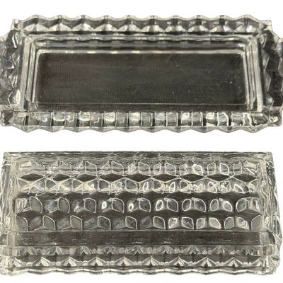 Vintage Fostoria American Clear Glass Oblong Covered Butter Dish