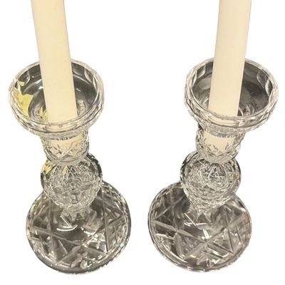 Vintage Waterford Cut Crystal Single Light Candlestick Holders - Set of 2